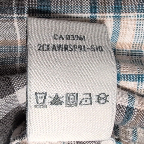 Denver Hayes Men's Plaid Western Shirt Snap Buttons sz L Grey/Blue Cotton GUC - Picture 8 of 8